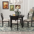thumbnail image 2 of Atumon 5 Piece MDF and Oak Veneer Extendable Round Table Dining Set Black, 2 of 10