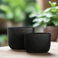 thumbnail image 3 of Deyara Embossed Diamond Oval Planter Set (Set of 2), 3 of 8