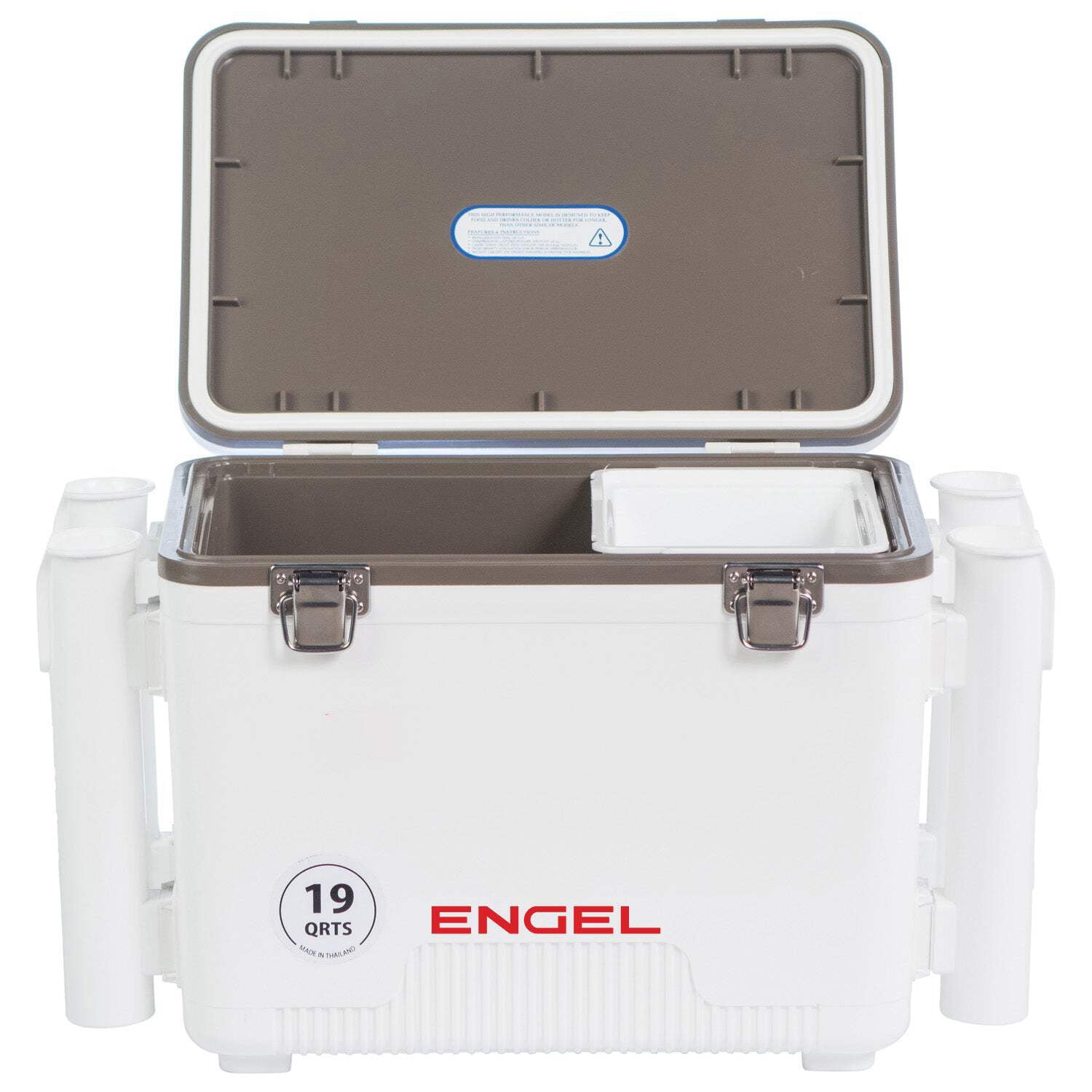ENGEL 19 Qt Leak-Proof Insulated Drybox Cooler with 4 Rod Holders - Tan