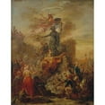 thumbnail image 2 of French School 15x18 Black Ornate Wood Framed Double Matted Museum Art Print Titled - Allegory of Freedom on the Ruins of the Bastille (1789), 2 of 5