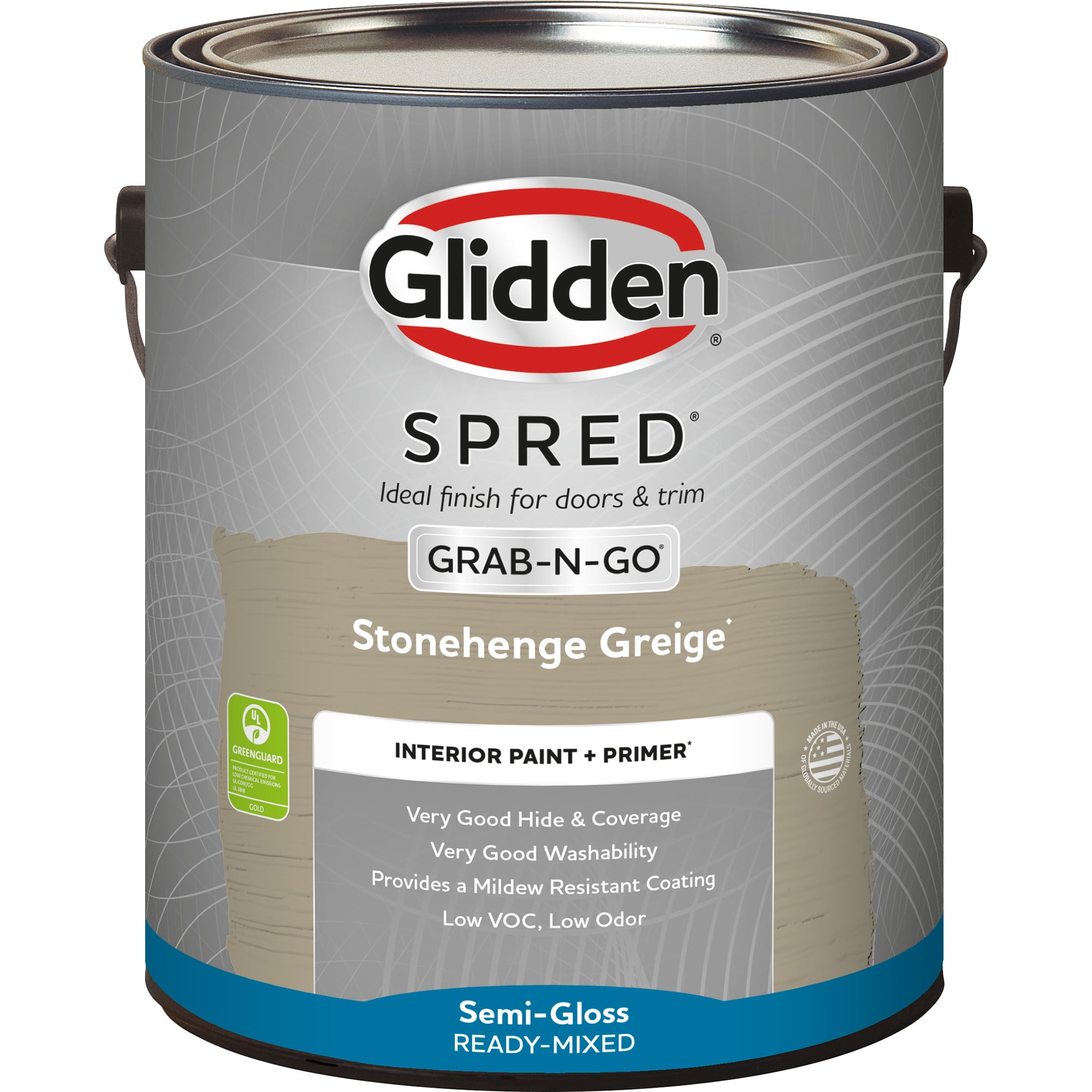 Glidden Spred Grab-N-Go Stonehenge Greige / Gray, Semi-Gloss Interior Paint with Primer, 1 Gallon