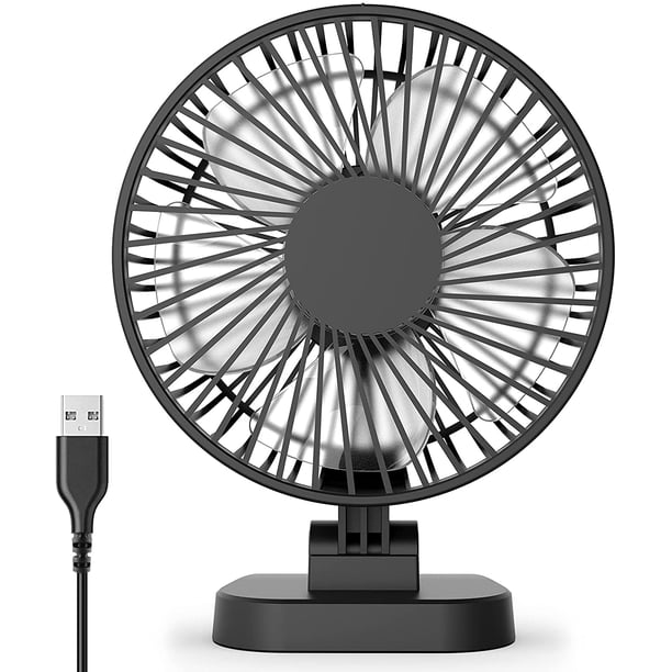 Ventilador USB con clip, viento fuerte, ultra silencioso, pequeño ventilador de escritorio con abrazadera fuerte, ajustable de más de 360°, 3 velocidades USB-C con cable, mini ventilador