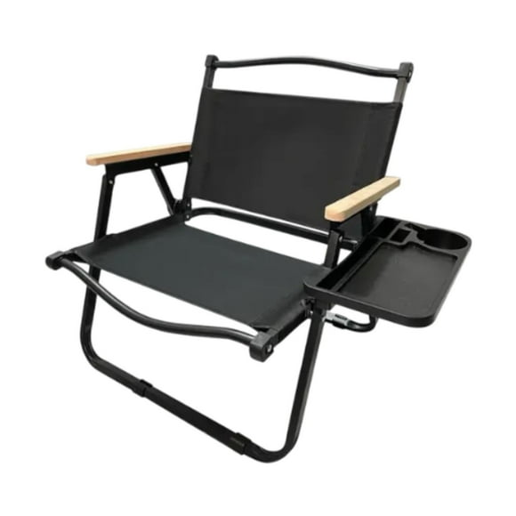 koolsoo Chaise Pliante de Camping Antidérapante avec Plateau Amovible pour Jardin Barbecue Voyage Noir