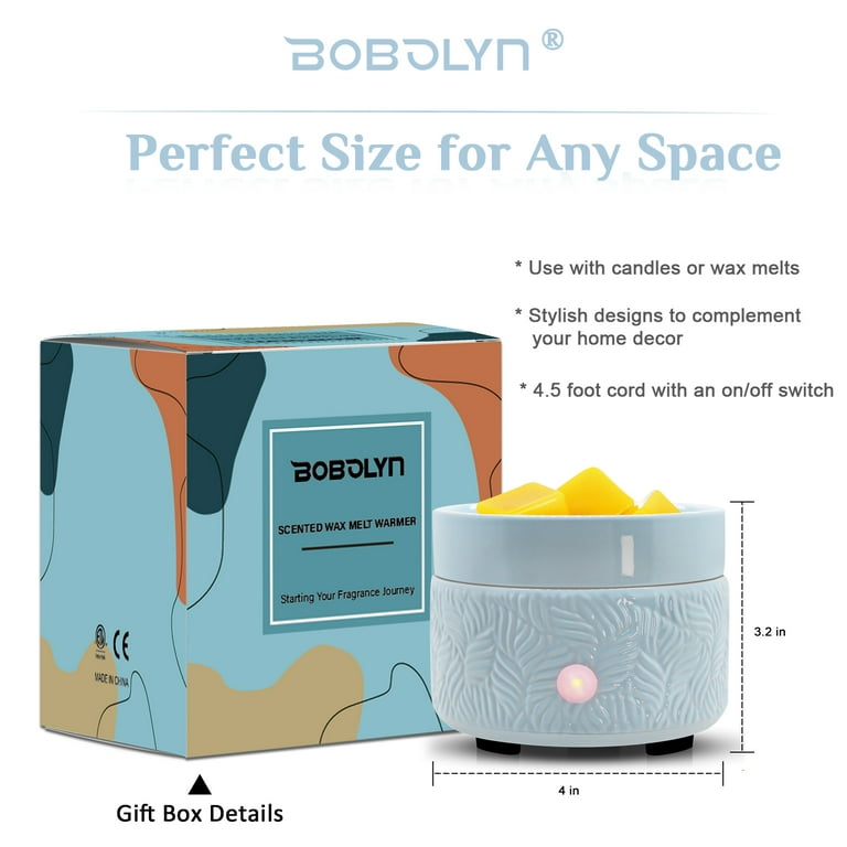 Bobolyn Ceramic Wax Melts Warmer 3-in-1 Electric Candle Wax Burner Fragrance Candle Melt Scented Wax Warmer Burner Gifts for Home Office Perfect Decor