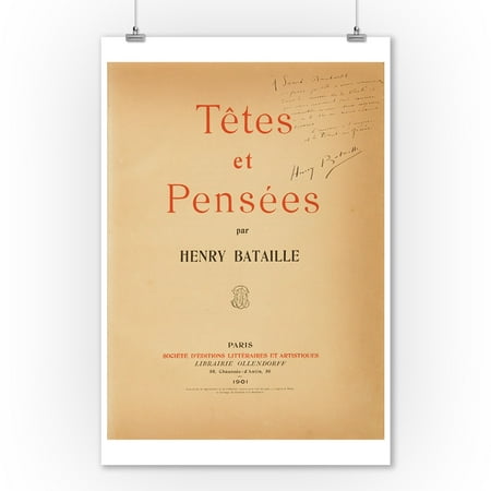 Tetes Et Pensees By Henry Bataille Title Page Vintage Poster Artist Bataille France C 1901 9x12 Art Print Wall Decor Travel Poster