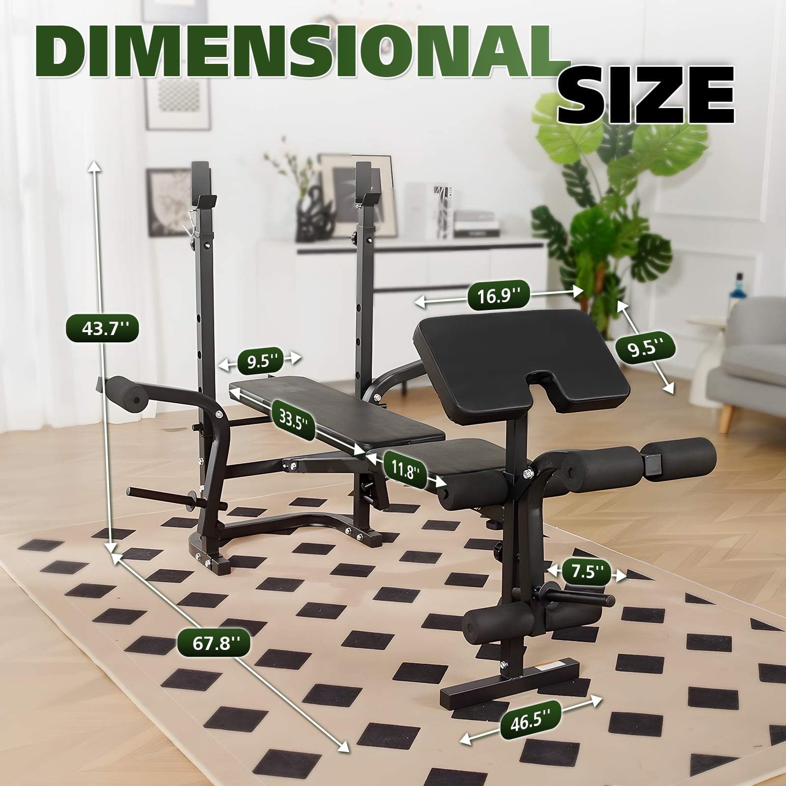 Mikolo Weight Bench with Bar, 800LBS 6 In 1 Full Body Workout Weight Bench Set, Multi-Function Strength Training Bench Press Set for Home Gym