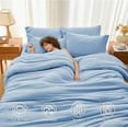 thumbnail image 2 of 7 Pieces Queen Comforter Set, Soft Bed in a Bag Queen Size, All Season Bedding Set with Comforter, Flat Sheet, Fitted Sheet, Pillowcases & Shams, Greyish Blue, 2 of 14