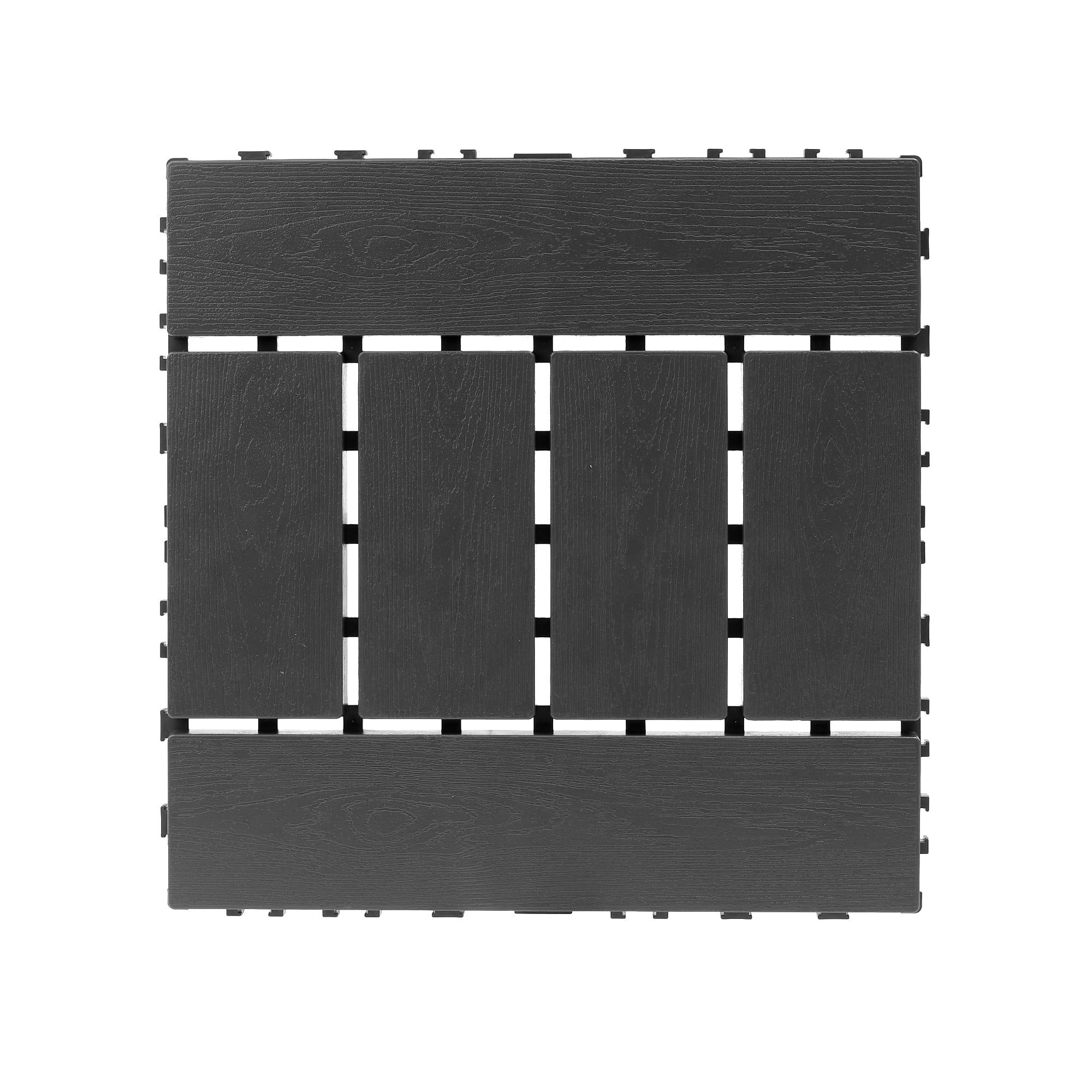 44 Pack Plastic Interlocking Deck Tiles 12"x12", Dark Gray Waterproof All-Weather Flooring for Patio, Poolside, Balcony & Bathroom