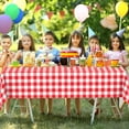 thumbnail image 5 of 3 Pcs Red Checkered Tablecloth 54 ×108 Inches Rectangle Red Gingham Tablecloth Disposable Plastic Waterproof Table Cover for Outdoor Picnic Kitchen Holiday Birthday Party, 5 of 10