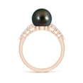 thumbnail image 2 of Angara Tahitian Cultured Pearl Ring with Graduated Diamonds in 14K Rose Gold for Women | June Birthstone Jewelry for Her, 2 of 8
