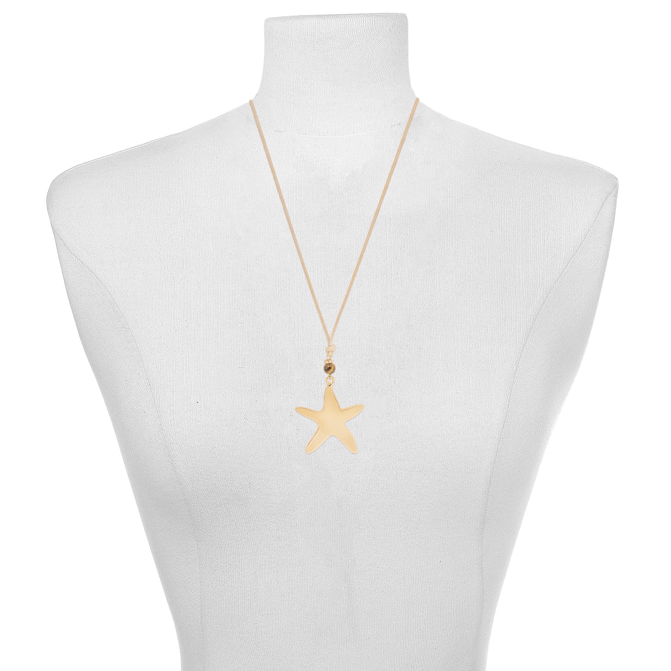 Time and Tru Starfish Pendant Necklace with Corded Design and Golden Details