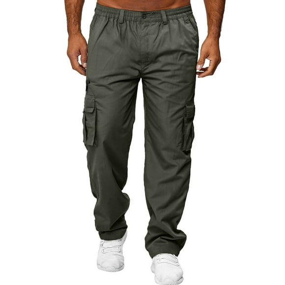 Kcodviy Overalls Men's Pocket Pants Lined Cargo Pants Men Pants Straight Leg Fitness Mens Outdoor Zip Cargo Pant Sports Men's Pants
