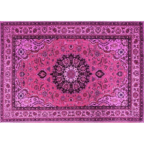 Ahgly Company Indoor Rectangle Medallion Pink Traditional Area Rugs, 8' x 12'