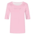 thumbnail image 4 of XFHLMJFF T-Shirts Women Tops Chic Lightweight Soft Suitable Round Neck Mid Sleeve Comfortable Print Blouse 2024 Basic Spring, 4 of 4