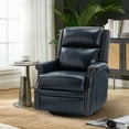 thumbnail image 3 of Genuine Leather Swivel Rocker Recliner Wingback Transitional Navy, 3 of 8