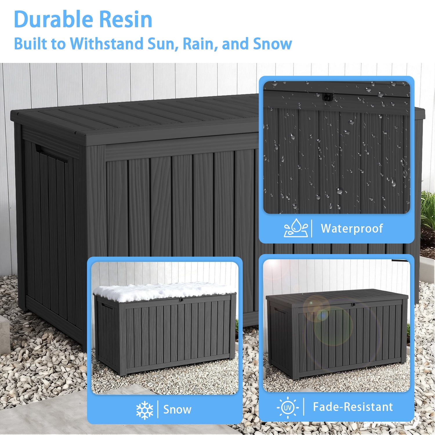 MAYEERTY 180 Gallon Outdoor Deck Box, Large Capacity Storage Box for Patio Furniture Cushions, Pillow Outdoor Indoor, Black