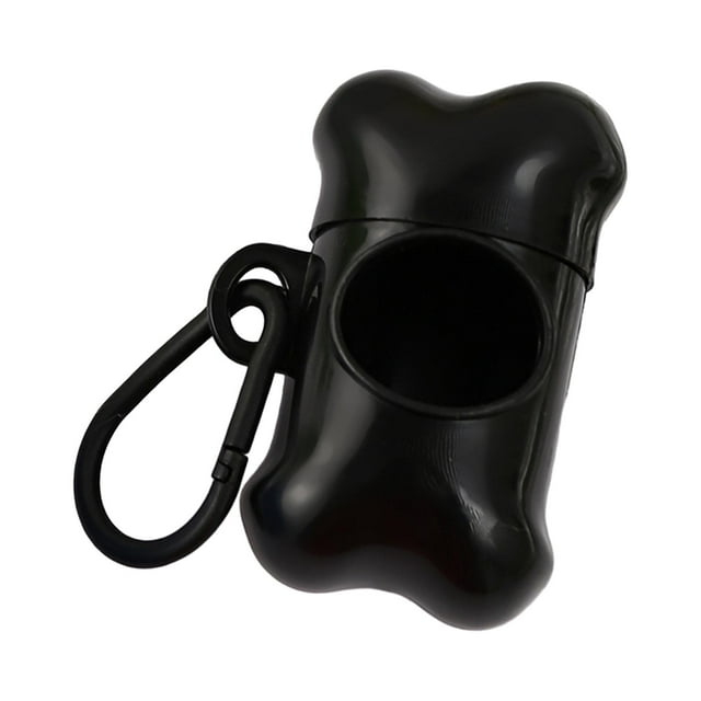 Dispensador de bolsas de excrementos para mascotas con clip de mosquetón, soporte para bolsas de excrementos de perros para correa, dispensador de bol Negro