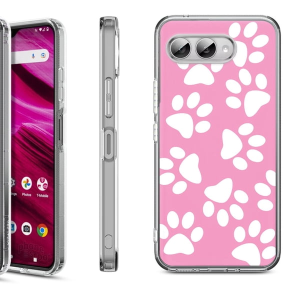 Shockproof Phone Case for T-Mobile Revvl 8, by OneToughShield - Pet Paw/ Pink