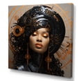 thumbnail image 2 of Designart "Tribal Harmony in African Woman Portrait Red and Gold III" Fashion Wall Art - Glam Gold Woman African American Hallway Wall Art Decor, 2 of 6