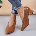 thumbnail image 4 of ZACPNCV Womens French Style Pumps Pointed Toe Block Heel Vintage Leather Comfort Flats All Season, 4 of 8