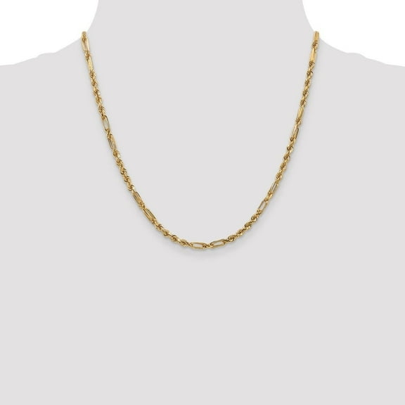 Diamond2Deal 14K Yellow Gold 3mm Diamond-Cut Milano Rope Chain Necklace for Women 20"