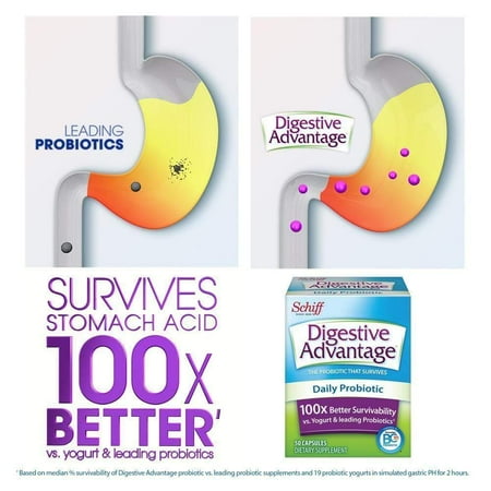Digestive Advantage Daily Probiotic - Survives Better Than 50 Billion Capsules 80 Each - (Pack of 3)