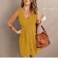 thumbnail image 4 of BLVB Sundresses for Women 2025 Sleeveless V Neck Button down Tank Dress Casual Loose Summer Beach Dress, 4 of 7