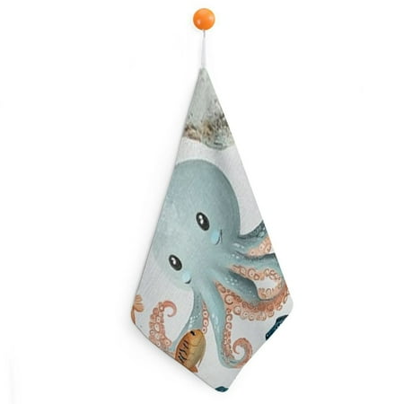

Autua Octopus Fish Seaweed Reusable Hand Towels Microfiber Kitchen Towels 11.8x11.8in 4pcs