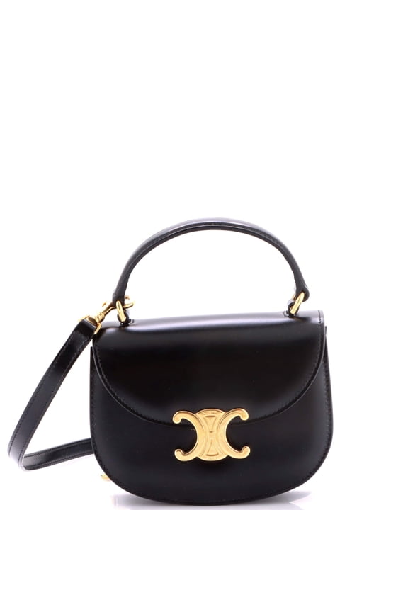 Pre-Owned Triomphe Besace Clea Top Handle Flap Bag Leather Mini By Rebag