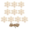 thumbnail image 2 of 10 piezas de recortes de madera sin terminar, rodajas de madera navideñas, pieza de madera en blanco sin pintar Copo de nieve, 2 of 9