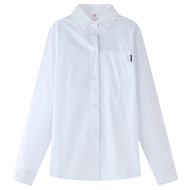 Hiiyo Tween Boy's Long Sleeve Dress Shirt Solid Color Formal Button Up Shirt for Kids