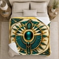 thumbnail image 5 of Egyptian Scarab Sunburst with Teal and Gold Shapes, Regal Egyptian Revival Pattern for History Lovers, Birthday Gift, Cozy Flannel Blanket for Bedroom and Study Room, Elegant Home Decor, 5 of 9