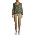 thumbnail image 4 of Time and Tru Women's Woven Pull-On Capri Pants, 4 of 6