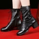 thumbnail image 5 of Botas de malla de cuero genuino, zapatos de baile latino, suela blanda, zapatos de baile de tacón medio para mujer, baile Social, baile de marinero, baile cuadrado, 5 of 5