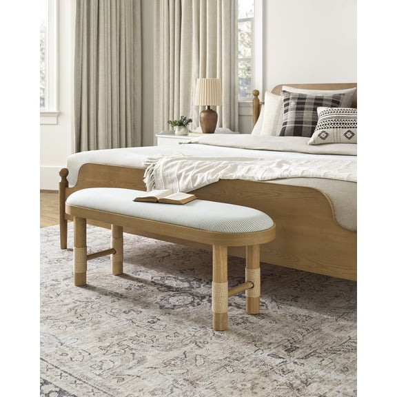 Livabliss x Becki Owens Esmarca Modern Coastal Bench, 18"H x 47"W x 14"D, Blue