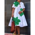 thumbnail image 2 of Women'S Floral Summer Dresses Short Sleeve V Neck Flowy A-Line Tiered Midi Dress Boho Beach Dress Green S, 2 of 3