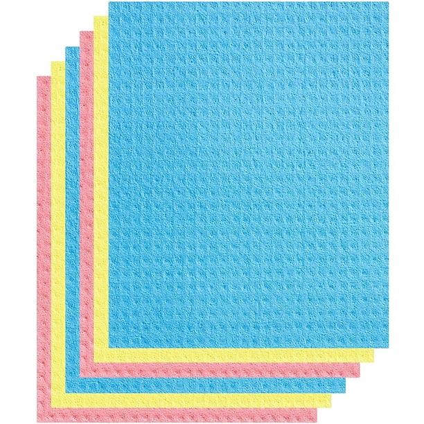 Xiao Hua 10 piezas de paño de limpieza de celulosa - paño de esponja de celulosa reutilizable, inodoro y ecológico - paño de limpieza absorbente y lavable a máquina para lavar platos de cocina