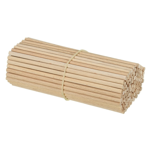 Unique Bargains 3/16 x 6 Inch Dowel Rods Wood Sticks Unfinished Wooden Dowel Rods Round Dowels Sticks 100 Pcs