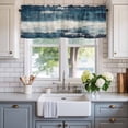 thumbnail image 2 of Abstract White Blue Window Valance Curtain Simple Style Rod Pocket Short Curtain for Living Room, Bedroom & Kitchen Window Decor 42x18in, 2 of 8