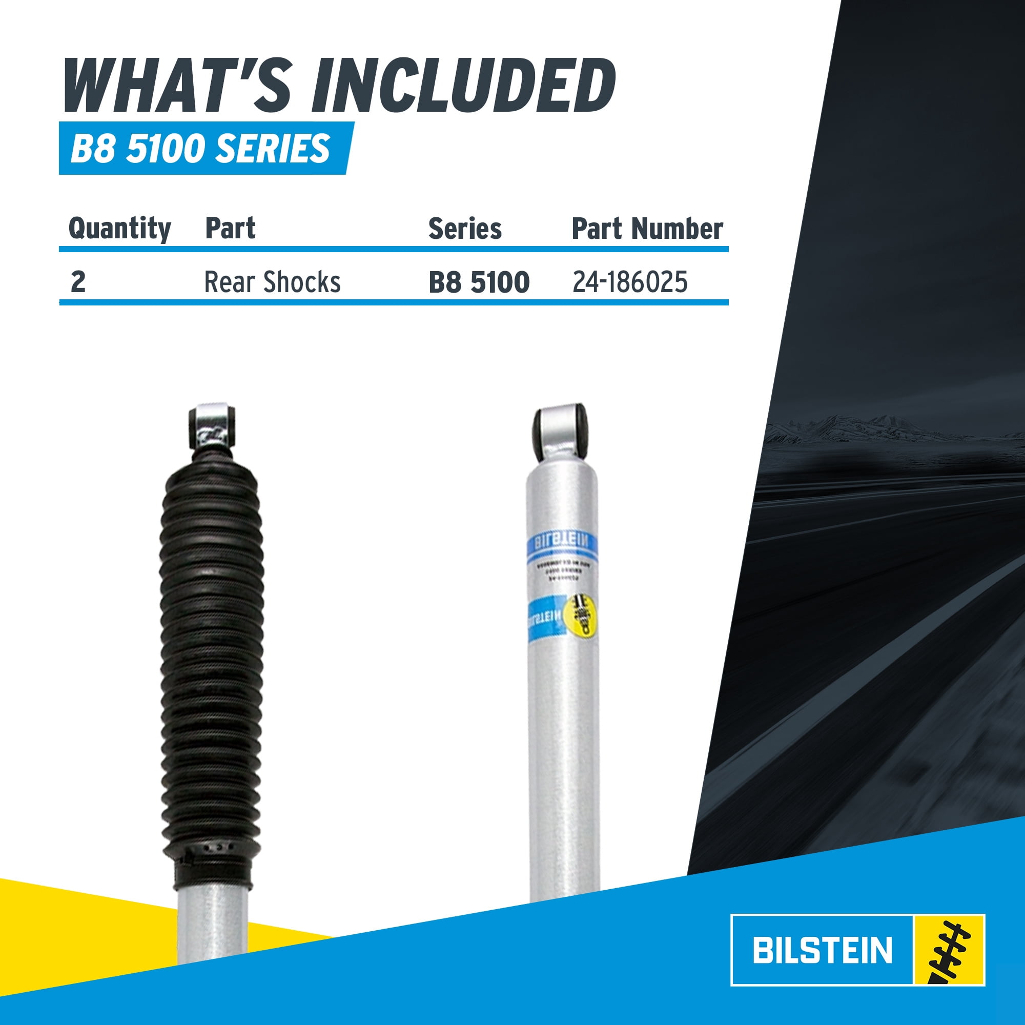 Bilstein Pair of Rear B8 5100 Series Shocks Compatible with 1999-2004 F250/F350 4WD with 0-1" Rear Lift and Leafspring Front Suspension