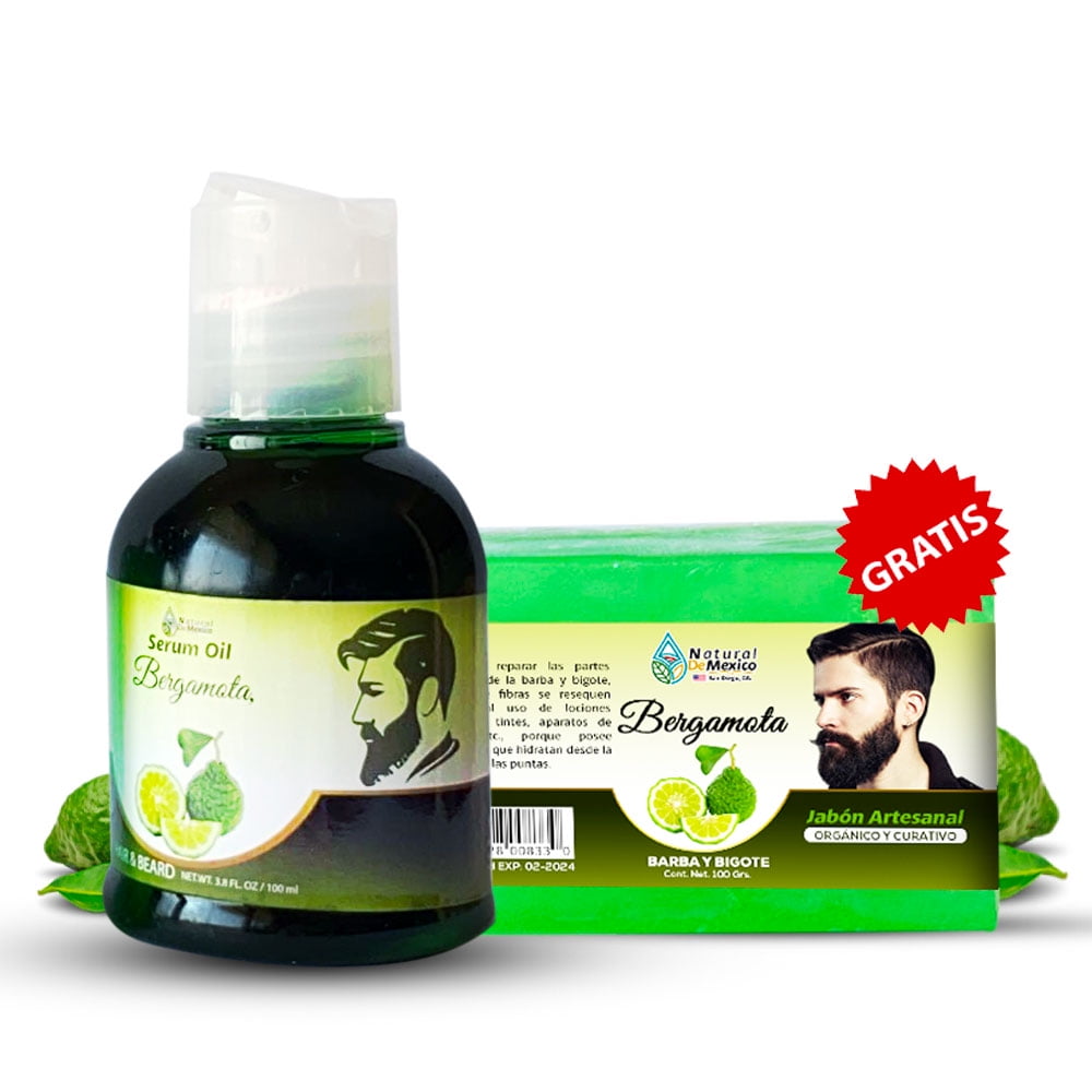 Serum Oil Gratis 1 Jabon Barra de Bergamota Barba y Bigote para el Hombre - Mantenimiento Diario para la Barba y Bigote