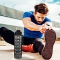 thumbnail image 5 of Botella de agua deportiva motivacional a prueba de fugas de 32 oz con pajita y marcador de tiempo, botella esmerilada duradera y no tóxica con tapa abatible (negro), 5 of 5