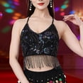 thumbnail image 5 of Belly Dance Crop Top Tassel Sequin Adjustable Polyester Lace Up Party Costume for Women Performers, 5 of 7
