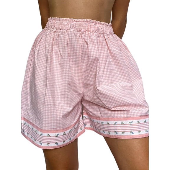 JYYYBF Women's Summer Casual Pajama Shorts Elastic Band Loose Fitting Floral Lounge Shorts