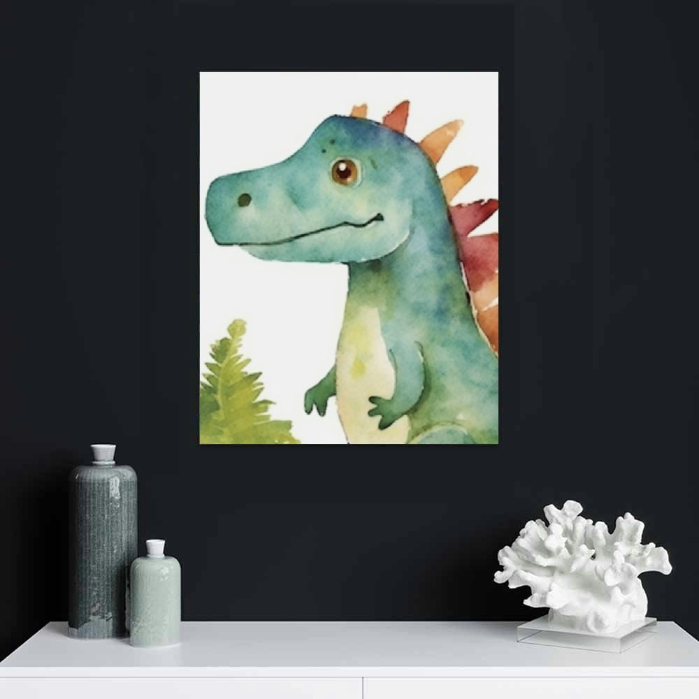 Dinosaur Wall Decor, Dinosaur Wall Art, Bedroom Nursery Kids Room Boys Room Baby Room Playroom Canvas Print Poster Pictures Teens Toddlers Cute Watercolor Dino Animal Themed  16x20in