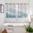 thumbnail image 3 of Beach Coastal Kitchen Curtains Short 54 Inch Length, Blue Nautical Summer Ocean Seaside Grommet Top Bedroom Living Room Curtains, Light Filtering Cafe Curtain Drapes 2 Panels Set 84''x54'', 3 of 9