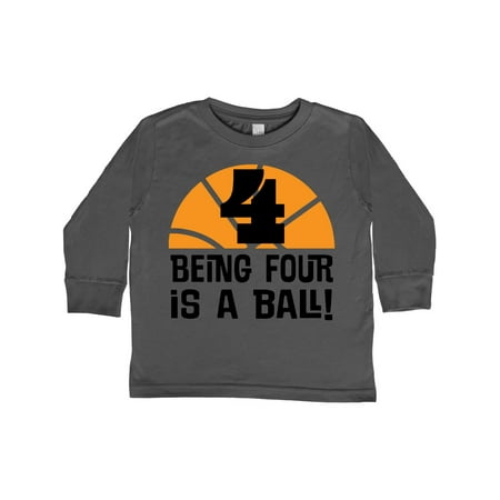 

Inktastic 4th Birthday Boys Basketball Sports Gift Toddler Boy or Toddler Girl Long Sleeve T-Shirt