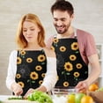 thumbnail image 3 of Black Yellow Green Stem Sunflower Pattern Apron-Garden Aprons for Women with Pockets-Cotton Linen Waterproof Kitchen Cooking Gardening Aprons Adjustable for Kitchen,Cooking,BBQ and Salon 33x27 Inch, 3 of 7