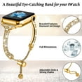 thumbnail image 4 of ELEHOLD Luxury Women Bling Slim Metal Bracelet Strap with Rhinestone Replacement Band Compatible for Apple iWatch Series SE/9/8/7/6/5/4/3/2/1 41/40/38mm,Gold, 4 of 6