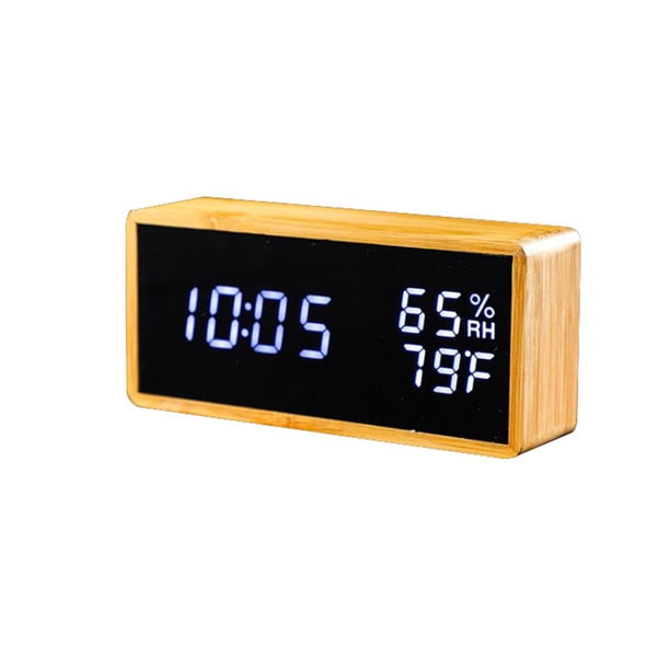 Ounissouiy Reloj despertador LED Digital de con temperatura, humedad, Control de voz, reloj, habitación, decoración electrónica de escritorio Decoración del hogar No.2 Ounissouiy HA039922-02